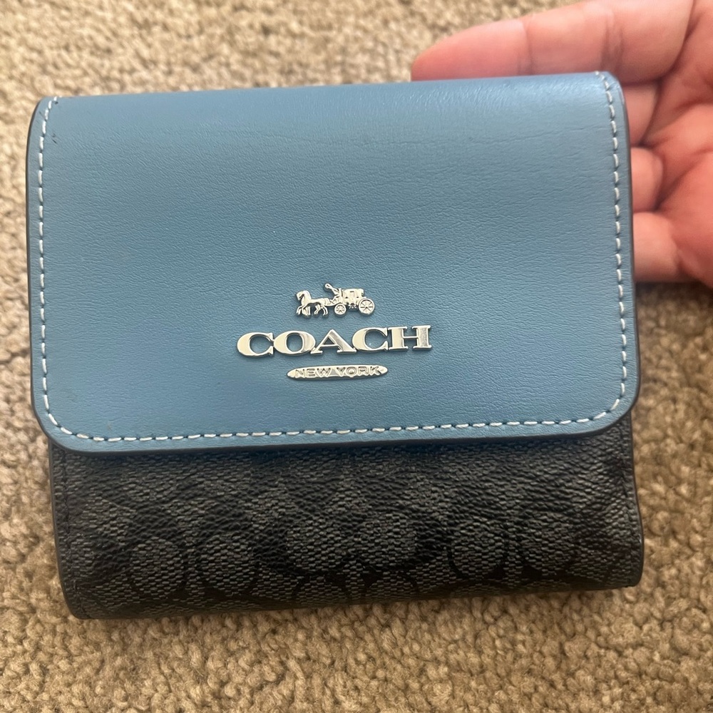Coach Small Bifold Wallet in Blue and Black